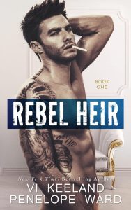 Rebel Heir by Vi Keeland and Penelope Ward — bold, moody cover with dark tones and typography evoking the broody boss and chaotic romance premise.